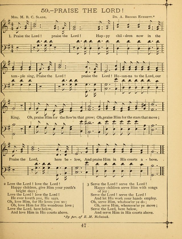 The Wreath of Gems: or strictly favorite songs and tunes for the Sunday School, and for general use in public and social worship page 47