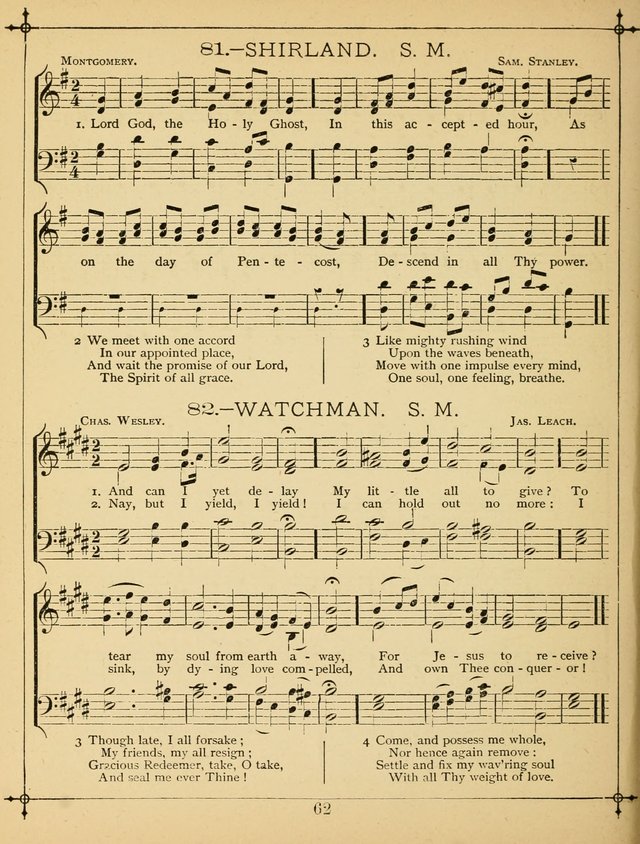 The Wreath of Gems: or strictly favorite songs and tunes for the Sunday School, and for general use in public and social worship page 62