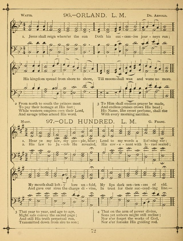 The Wreath of Gems: or strictly favorite songs and tunes for the Sunday School, and for general use in public and social worship page 72