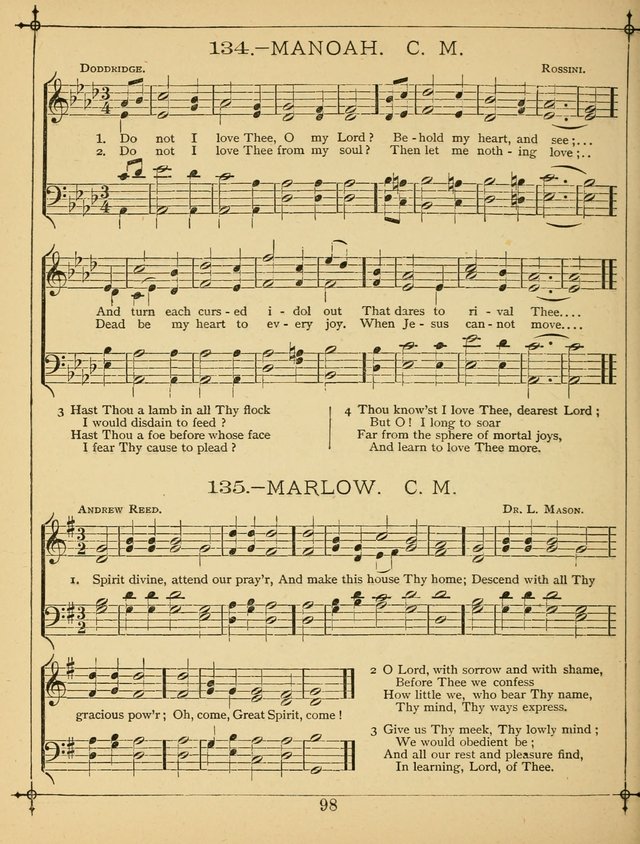 The Wreath of Gems: or strictly favorite songs and tunes for the Sunday School, and for general use in public and social worship page 98