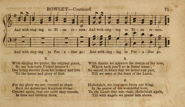 The Young Choir: adapted to the use of juvenile sing schools, Sabbath schools, primary classes, etc page 71