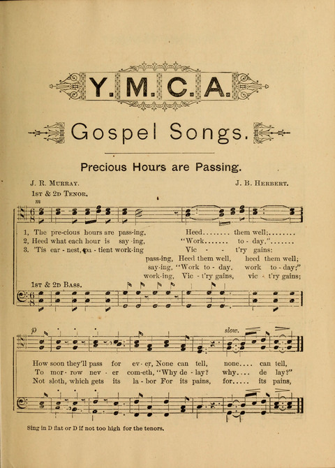 Y.M.C.A. Gospel Songs: New collection of sacred music arranged for male voices, and designed for use in Young Men