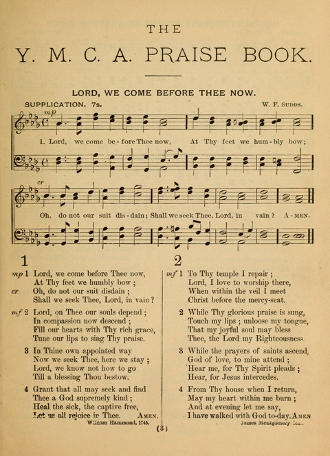 The Y.M.C.A. Praise Book: a collection of new and old hymns and tunes arranged for male voices, especially designed for the us of the Young Men