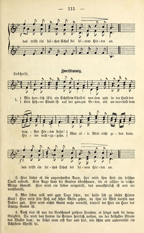 Zwei- und dreistimmige geistliche Lieder und Choräle: zum Gebrauch der Schwestern des Stuttgarter Diakonissenhauses, der Jungfrauen- und ähnlicher Vereine (2. Auflage) page 115