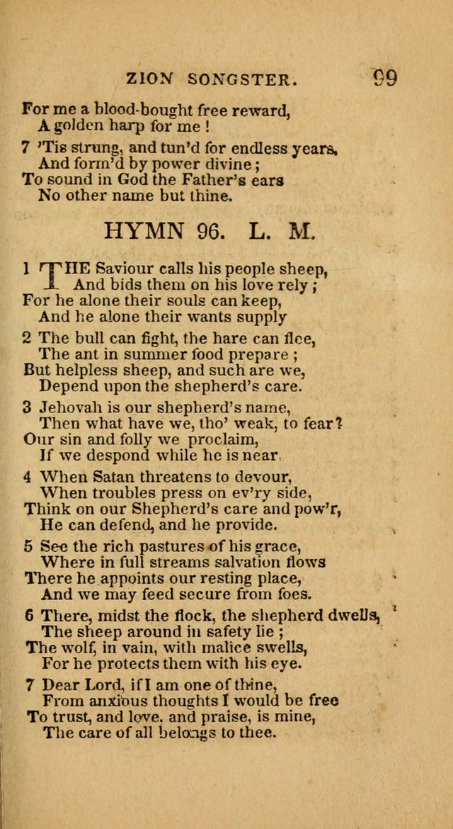 The Zion Songster: a Collection of Hymns and Spiritual Songs, generally sung at camp and prayer meetings, and in revivals of religion  (Rev. & corr.) page 102