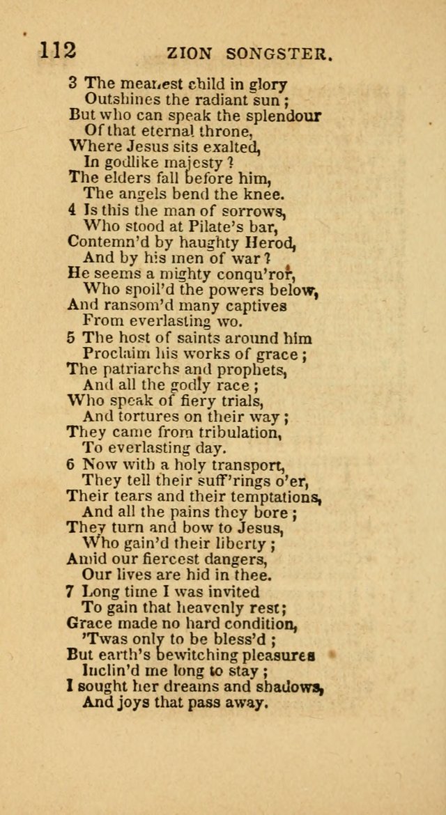 The Zion Songster: a Collection of Hymns and Spiritual Songs, generally sung at camp and prayer meetings, and in revivals of religion  (Rev. & corr.) page 115