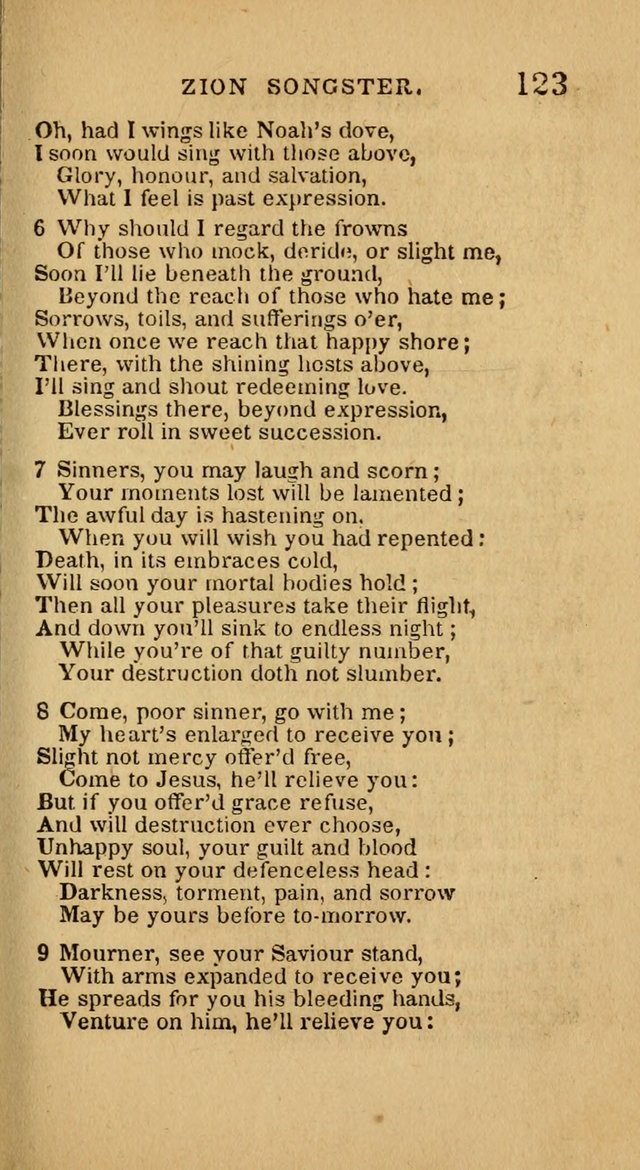 The Zion Songster: a Collection of Hymns and Spiritual Songs, generally sung at camp and prayer meetings, and in revivals of religion  (Rev. & corr.) page 126