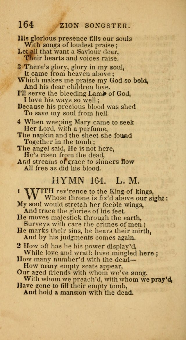 The Zion Songster: a Collection of Hymns and Spiritual Songs, generally sung at camp and prayer meetings, and in revivals of religion  (Rev. & corr.) page 167