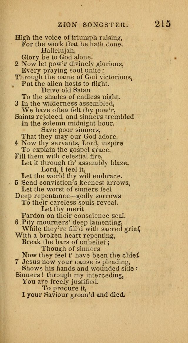 The Zion Songster: a Collection of Hymns and Spiritual Songs, generally sung at camp and prayer meetings, and in revivals of religion  (Rev. & corr.) page 218