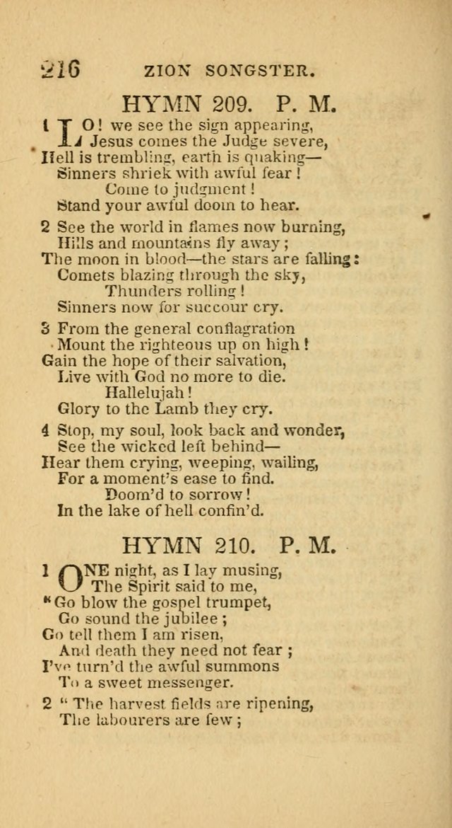 The Zion Songster: a Collection of Hymns and Spiritual Songs, generally sung at camp and prayer meetings, and in revivals of religion  (Rev. & corr.) page 219