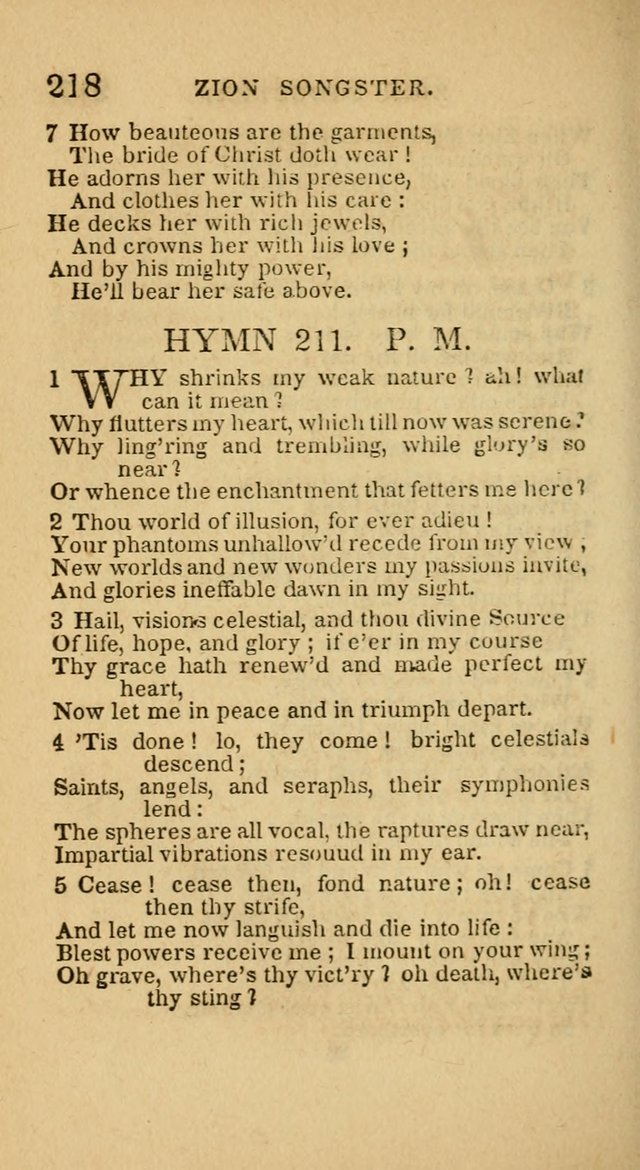 The Zion Songster: a Collection of Hymns and Spiritual Songs, generally sung at camp and prayer meetings, and in revivals of religion  (Rev. & corr.) page 221