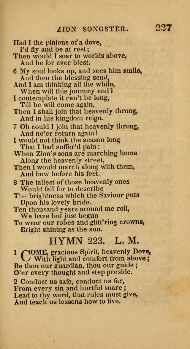 The Zion Songster: a Collection of Hymns and Spiritual Songs, generally sung at camp and prayer meetings, and in revivals of religion  (Rev. & corr.) page 230