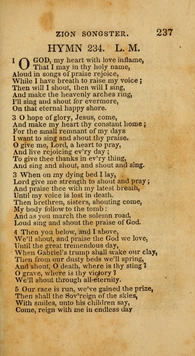 The Zion Songster: a Collection of Hymns and Spiritual Songs, generally sung at camp and prayer meetings, and in revivals of religion  (Rev. & corr.) page 240