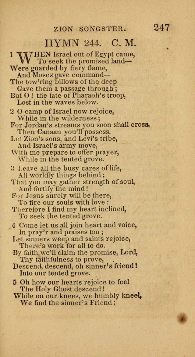 The Zion Songster: a Collection of Hymns and Spiritual Songs, generally sung at camp and prayer meetings, and in revivals of religion  (Rev. & corr.) page 250