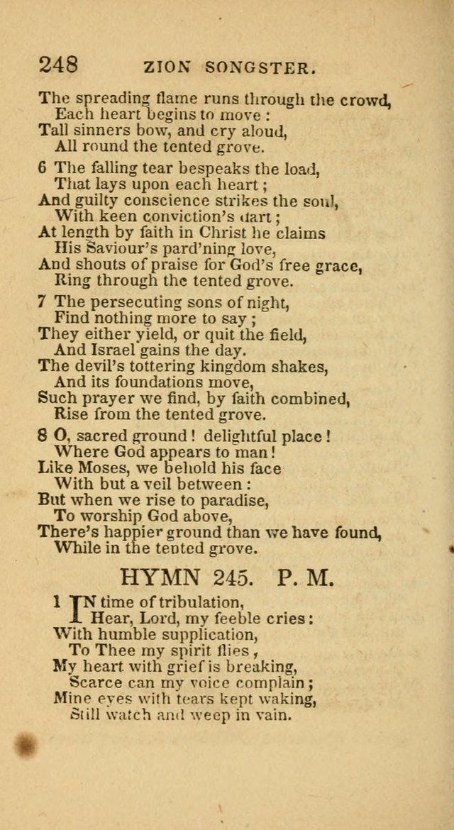 The Zion Songster: a Collection of Hymns and Spiritual Songs, generally sung at camp and prayer meetings, and in revivals of religion  (Rev. & corr.) page 251