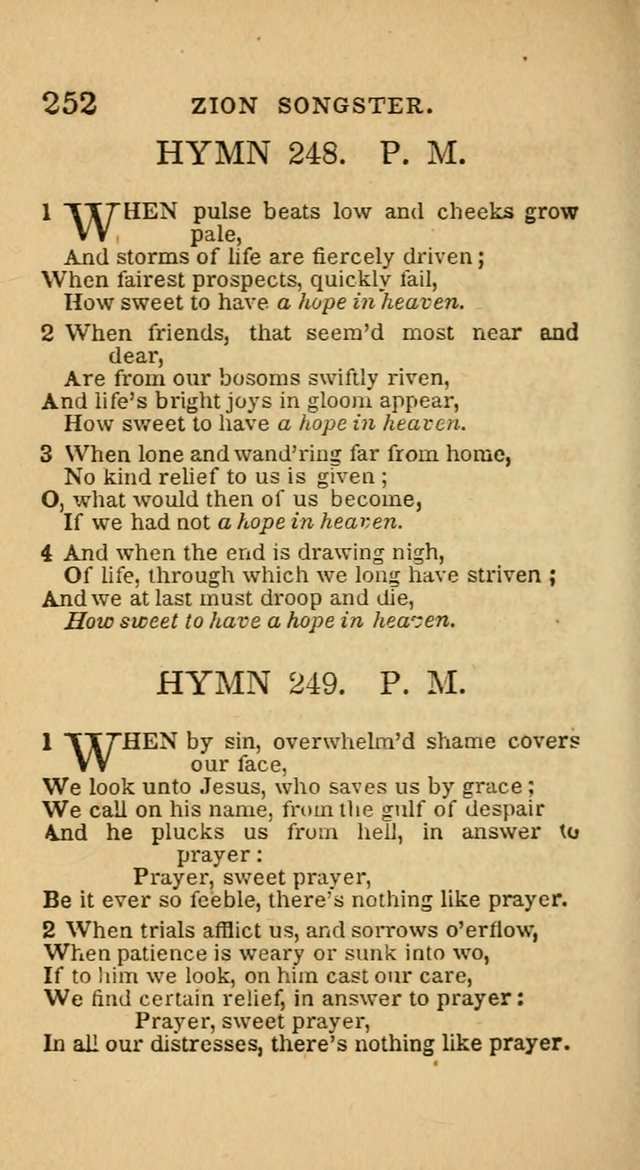 The Zion Songster: a Collection of Hymns and Spiritual Songs, generally sung at camp and prayer meetings, and in revivals of religion  (Rev. & corr.) page 255