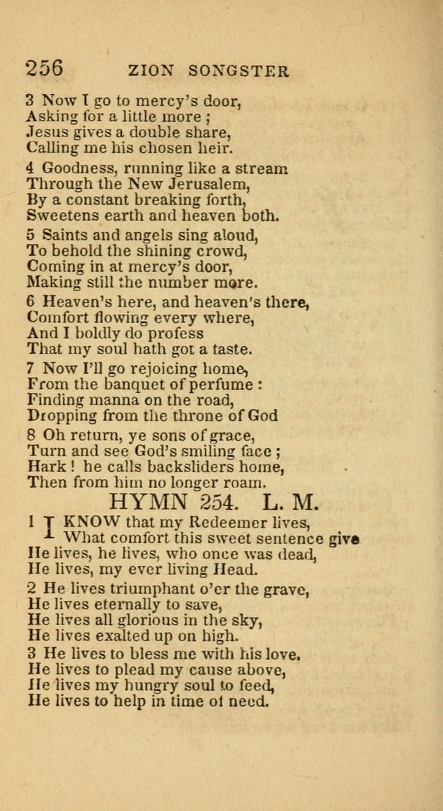 The Zion Songster: a Collection of Hymns and Spiritual Songs, generally sung at camp and prayer meetings, and in revivals of religion  (Rev. & corr.) page 259