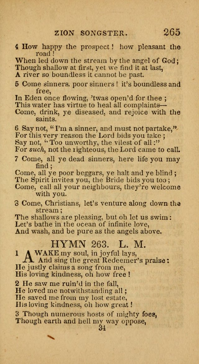 The Zion Songster: a Collection of Hymns and Spiritual Songs, generally sung at camp and prayer meetings, and in revivals of religion  (Rev. & corr.) page 268