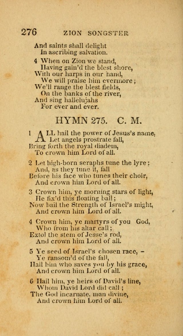 The Zion Songster: a Collection of Hymns and Spiritual Songs, generally sung at camp and prayer meetings, and in revivals of religion  (Rev. & corr.) page 279