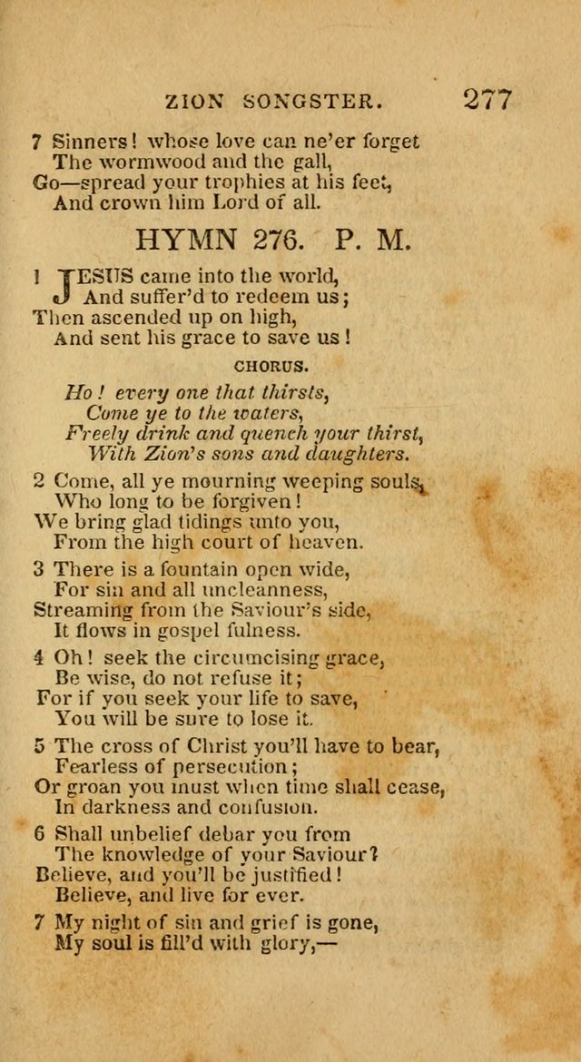 The Zion Songster: a Collection of Hymns and Spiritual Songs, generally sung at camp and prayer meetings, and in revivals of religion  (Rev. & corr.) page 280