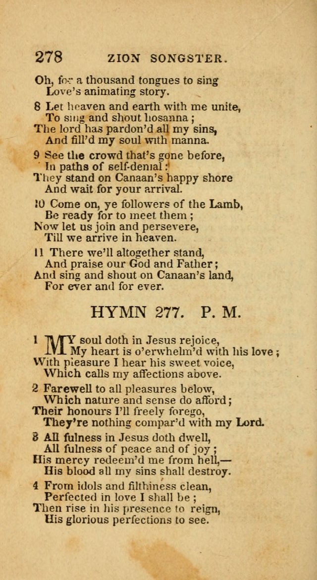 The Zion Songster: a Collection of Hymns and Spiritual Songs, generally sung at camp and prayer meetings, and in revivals of religion  (Rev. & corr.) page 281