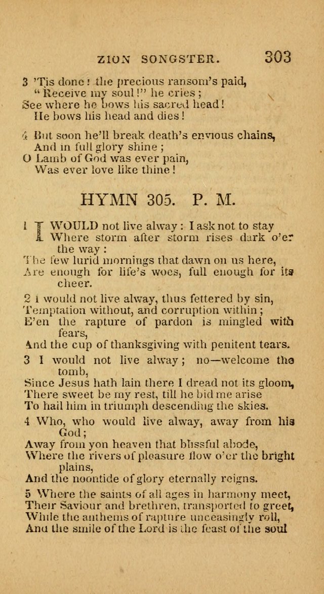 The Zion Songster: a Collection of Hymns and Spiritual Songs, generally sung at camp and prayer meetings, and in revivals of religion  (Rev. & corr.) page 306