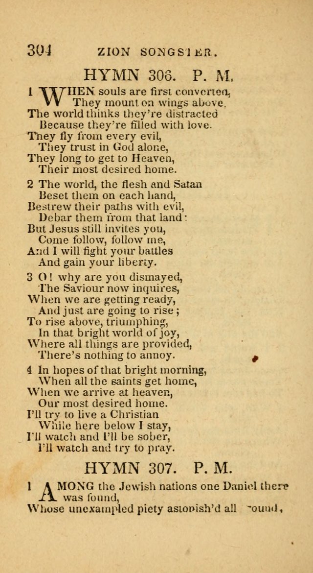 The Zion Songster: a Collection of Hymns and Spiritual Songs, generally sung at camp and prayer meetings, and in revivals of religion  (Rev. & corr.) page 307