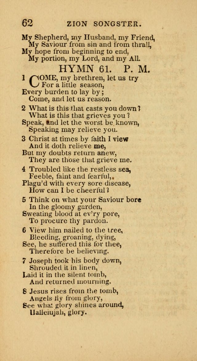 The Zion Songster: a Collection of Hymns and Spiritual Songs, generally sung at camp and prayer meetings, and in revivals of religion  (Rev. & corr.) page 65