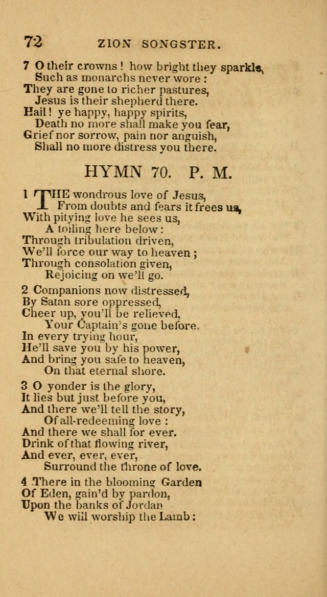 The Zion Songster: a Collection of Hymns and Spiritual Songs, generally sung at camp and prayer meetings, and in revivals of religion  (Rev. & corr.) page 75