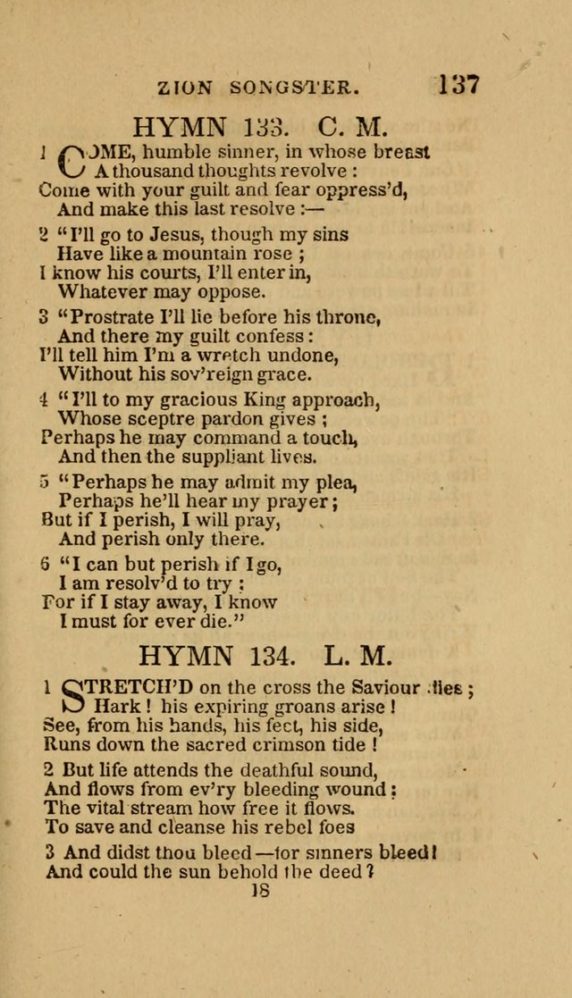 The Zion Songster: a Collection of Hymns and Spiritual Songs, Generally Sung at Camp and Prayer Meetings, and in Revivals or Religion  (95th ed.) page 144