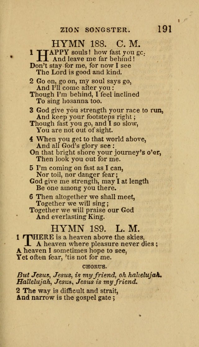 The Zion Songster: a Collection of Hymns and Spiritual Songs, Generally Sung at Camp and Prayer Meetings, and in Revivals or Religion  (95th ed.) page 198