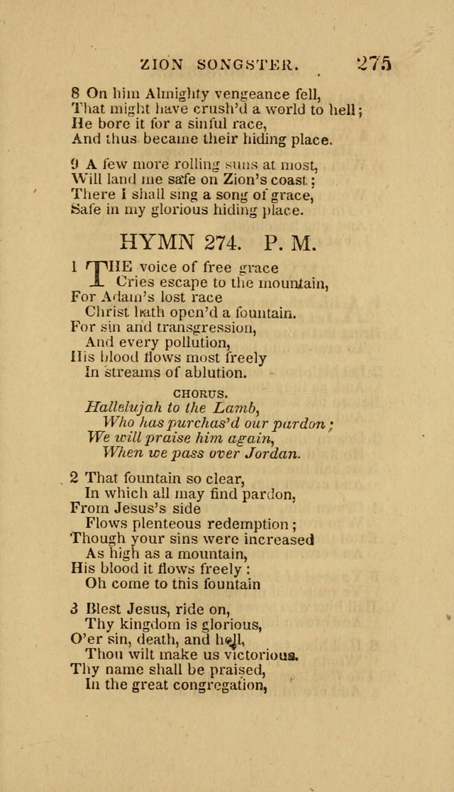 The Zion Songster: a Collection of Hymns and Spiritual Songs, Generally Sung at Camp and Prayer Meetings, and in Revivals or Religion  (95th ed.) page 282