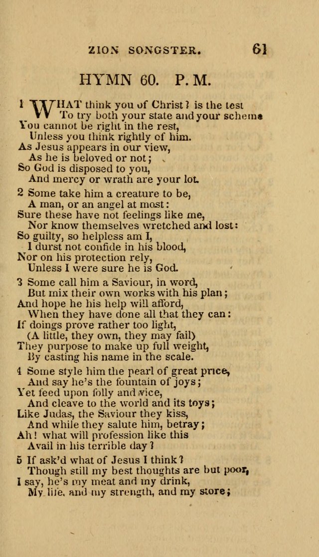 The Zion Songster: a Collection of Hymns and Spiritual Songs, Generally Sung at Camp and Prayer Meetings, and in Revivals or Religion  (95th ed.) page 68