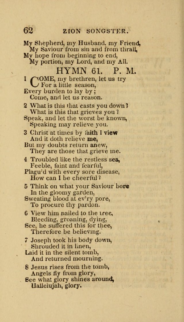 The Zion Songster: a Collection of Hymns and Spiritual Songs, Generally Sung at Camp and Prayer Meetings, and in Revivals or Religion  (95th ed.) page 69