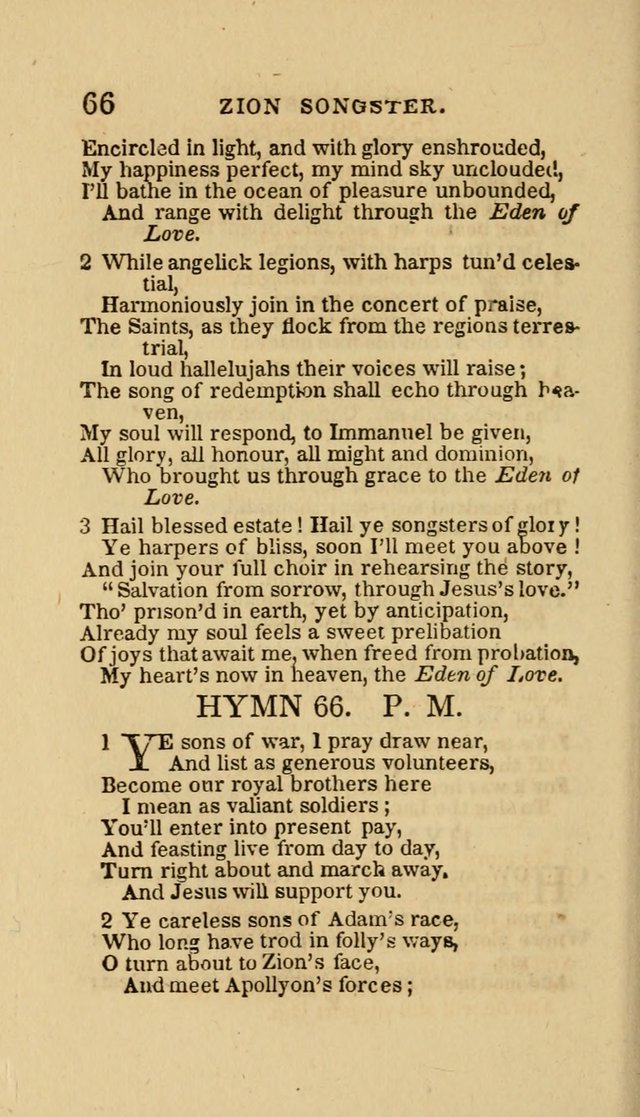 The Zion Songster: a Collection of Hymns and Spiritual Songs, Generally Sung at Camp and Prayer Meetings, and in Revivals or Religion  (95th ed.) page 73