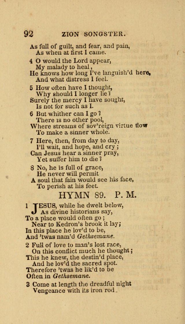 The Zion Songster: a Collection of Hymns and Spiritual Songs, Generally Sung at Camp and Prayer Meetings, and in Revivals or Religion  (95th ed.) page 99